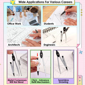 ตัวแทนจำหน่ายเครื่องเขียนในโรงเรียน Foska 8ชิ้นชุดเข็มทิศกล่องคณิตศาสตร์พร้อมดินสอวัดมุมและไม้บรรทัดจัดในกล่องพลาสติก - Product Image 5