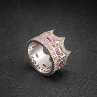 Nouvelle bague de luxe 2026 avec rubis taille marquise et couronne, en argent sterling 925 et zircon cubique 8A, pour femme et homme, mariage et fiançailles