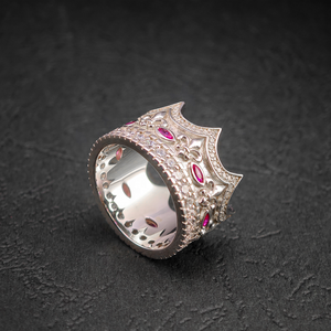 Anello Corona di Lusso 2026 con Rubino Taglio Marquise e Zirconi Cubici 8A in Argento Sterling 925 per Matrimonio e Fidanzamento - Product Image 4