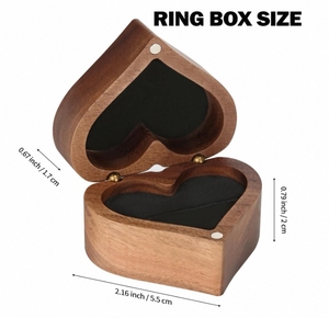 Gran oferta, caja de regalo de anillo de madera con logotipo personalizado, forma de corazón pintada para joyería de boda hecha de madera - Product Image 4
