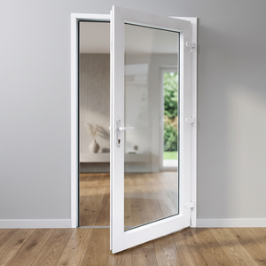 ประตูบานเปิดกระจก UPVC ยี่ห้อ HOFFEN ขนาด 81x205 ซม. กันเสียง กันน้ำ ป้องกันความร้อน ผลิตในประเทศไทย สำหรับใช้ในซูเปอร์มาร์เก็ตและอพาร์ทเม้นท์ - Product Image 2