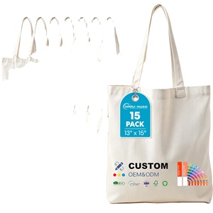 Bolsas de Lona Blancas Lisas para Sublimación, Bolsas de Compras de Algodón Reutilizables con Logotipo Personalizado Impreso - Product Image 1