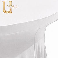 Housse de table ronde en spandex blanc personnalisée Uvenue avec jupe à volants, nappe extensible pour la décoration de la maison, des événements et des mariages