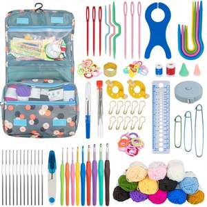 Kit de Ganchillo DIY de 58 Piezas, Juego de Ganchillo de Lana, Juego de Herramientas para Principiantes, Bolsa de Ganchillo Portátil para Viaje, Paquete de Materiales para Tejer - Product Image 1