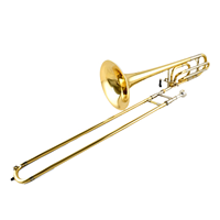 F/Bb Key Tenor Trombone BASS Range Gold Lacquer Brass Portable Instrument with 12.6mm Bore Size