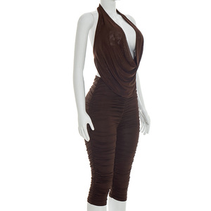 วิวิบลูค์ C26ST071 ชุดฤดูร้อนสำหรับผู้หญิง เซ็กซี่ คอปก สายเดี่ยวผูกคอ ผ้าตาข่าย จับจีบ กางเกงขาสั้นลำลอง ชุดสองชิ้น - Product Image 5