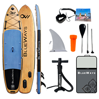 Planche de paddle gonflable à design grain de bois, directement de l'usine, polyvalente avec accessoires complets et certifiée CE