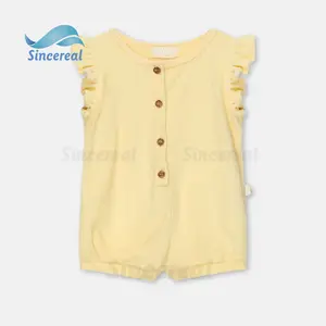 Sincereal OEM/ODM Baby Rompers Newborn Printed soft Cotton Kids clothing terry TOWELING RUFFLE BABY JUMPSUIT