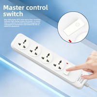 Multiprise universelle multi-pays avec protection contre les surtensions, 2/3/4 prises CA, câble de 2 m, interrupteur marche/arrêt principal, rallonge électrique
