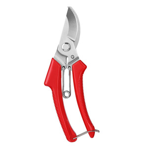Stainless Steel Pruning Shears Red Curved Handle Bypass Pruner For Garden Branches 20-30 Mm - Product Image 1