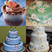4 pièces outils de décoration de gâteau, ensemble de 8 pétales de fleur marguerite fondant sucre plongeur cutter pour gâteau et pâtisserie