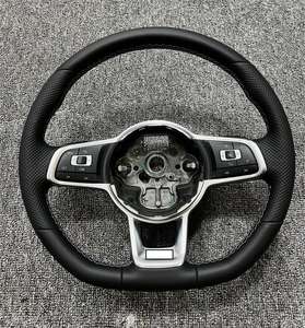 Convient pour Volkswagen MK7 MK6 <span class=keywords><strong>Golf7</strong></span> Polo CC Jetta Tiguan GTI R <span class=keywords><strong>GTD</strong></span> GTS GTE R-Line Passat <span class=keywords><strong>GOLF7</strong></span>.5 Volant en cuir intégral - Product Image 1