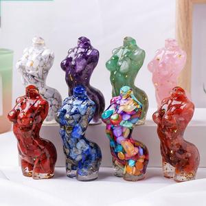 7cm cristal Natural grava goteo resina modelo femenino busto femenino modelo Sexy cuerpo desnudo estatua cuarzo arte piedra estatuilla Decoración - Product Image 6