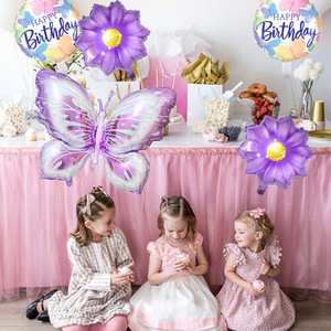 Set de 5 Globos de Helio con Forma de Mariposa Morada, Princesa de Ensueño, para Fiestas de Cumpleaños, Baby Shower y Decoración de Habitaciones - Product Image 2
