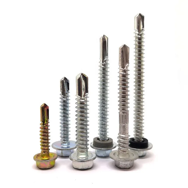 China Golden yellow zinc coated Suppliers Customized Hex Head Self Drilling Screws for Wood to metal