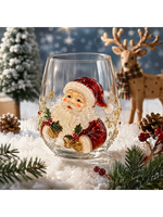 Mug en verre à motif Père Noël avec bord doré, design minimaliste moderne, tasse en verre portable pour la décoration de la maison et les cadeaux de fête