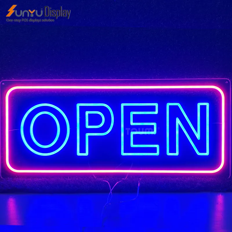 Outdoor indoor acrylic advertising LED light sign custom design of open neon signs, suitable for store decoration