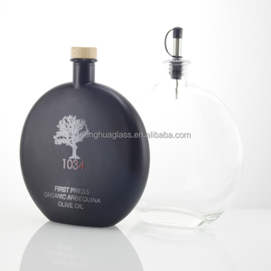 Bouteille en <span class=keywords><strong>verre</strong></span> plat et rond pour huile d'olive, liqueur, spiritueux, whisky, brandy, vodka, alcool, avec bouchon, <span class=keywords><strong>50cl</strong></span>, 500ml, 16oz - Vente chaude - Product Image 5