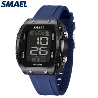 Jam Tangan Sport Digital Pria SMAEL 8108 Casing Persegi Luminous Alarm Tahan Air 3BAR Stop Watch Chronograph