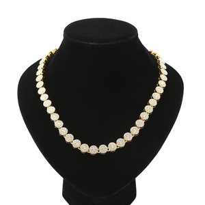 Kalung Rantai Cuban Link Bulat Bertabur Kristal Mewah untuk Wanita, Perhiasan Choker Iced Out - Product Image 2