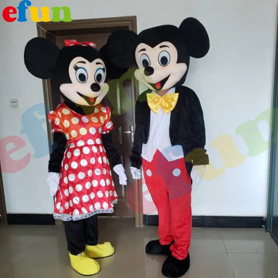 Efun MOQ 1 pieza tamaño adulto personalizado Mickey Minnie Mouse mascota disfraz felpa caminar dibujos animados mascota disfraz para la venta