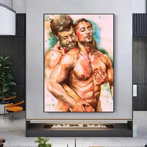 Impression sur toile horizontale d'art corporel masculin classique, affiche murale moderne de <span class=keywords><strong>nu</strong></span> gay, décoration pour la maison <span class=keywords><strong>et</strong></span> le bureau, cadeau, art raffiné, Quadro Da Parete - Product Image 1
