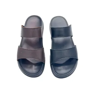 High Grade Mans Summer Leather Sandals Beach Wear Pu Slippers Arabic Flat Sole Men Sandals