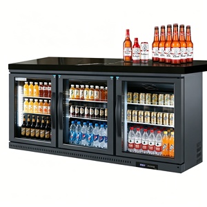 Refrigerador Premium Bajo Mostrador con 3 Puertas de Vidrio, Enfriador de Bebidas Negro para Cafetería, Discoteca, con Luz LED - Product Image 2