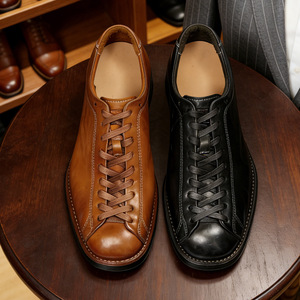 Zapatos Oxford de Cuero con Punta Redonda, Cordones, Transpirables, para Oficina y Trabajo, para Todas las Temporadas, Color Sólido, Suela de Goma, Forro de Cuero Genuino - Product Image 3