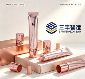 Tube cosmétique ovale en LDPE avec bouchon à vis électroplaqué rose, étiquetage personnalisé, crème solaire, crème BB, huile essentielle - Product Image 2
