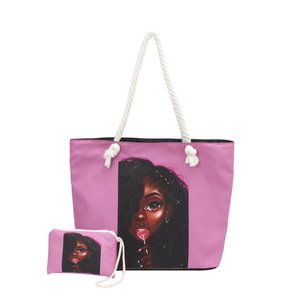 Sac de plage classique pour femme, tendance et populaire, avec fermeture éclair, doublure en nylon et polyester, logo imprimé élégant - Product Image 1