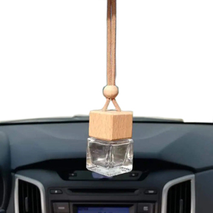 Botella de Perfume de Vidrio con Tapón de Rosca de Madera para Coche, Difusor Colgante con Forma Cuadrada, 8ml, 10ml - Product Image 3