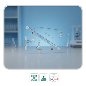 Juego de Utensilios de Laboratorio, 5 Piezas, Vidrio Borosilicato 3.3, Condensador de Reflujo Refrigerado por Agua con Manguera Extraíble, Destilación - Product Image 1