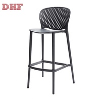 Chaise haute simple et moderne en plastique avec dossier, mobilier de bar DHF en promotion