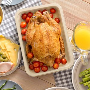 Plateaux alimentaires jetables écologiques de 14 pouces, grandes assiettes en papier résistantes, compostables, en bagasse de canne à sucre, pour <span class=keywords><strong>homard</strong></span> - Product Image 6