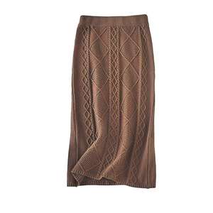 Solid Color Casual Autumn and Winter Wool Knitted <strong>Skirt</strong> Women 2025 New Straight Woolen Hip <strong>Wrap</strong> <strong>Skirt</strong> - Product Image 4