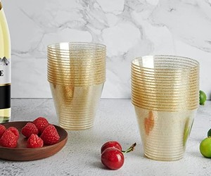 Pleine couleur 9oz 10oz 12oz 14oz 16oz PS en plastique crème glacée boissons froides vin jetable brillant paillettes tasses pour fête anniversaire - Product Image 5