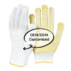 550-600g di fabbrica OEM Custom PVC guanti punteggiati di cotone giallo di sicurezza del lavoro guanti a maglia per <span class=keywords><strong>lavori</strong></span> di costruzione - Product Image 1