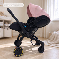 Poussette bébé 3-en-1, système de voyage, poussette portable, siège auto combiné, pliable, 4 roues, 0-24 mois
