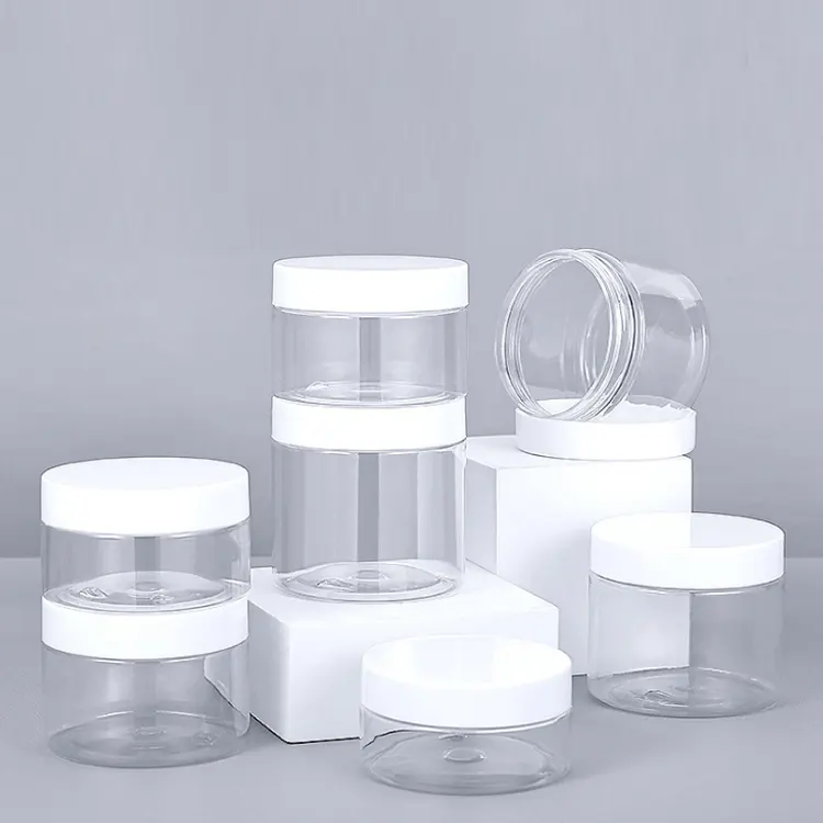 NH 50g 50ml 100ml 120ml 150 500 ml 200ml 250ml 2 Unzen 4 Unzen 16 Unzen kosmetische runde Lotion Gläser Clear Pet Plastic Cream Jar mit Deckel
