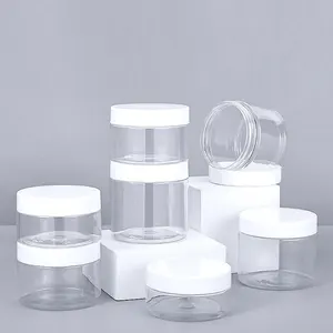 NH 50g 50ml 100ml 120ml 150 500 Ml 200ml 250ml 2 Oz 4oz 16oz Cosmetic Round Lotion Jars Clear Pet Plastic Cream Jar With Lid
