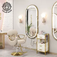 Sillas de peluquería de estilo dorado para mujer, muebles de salón de belleza de moda
