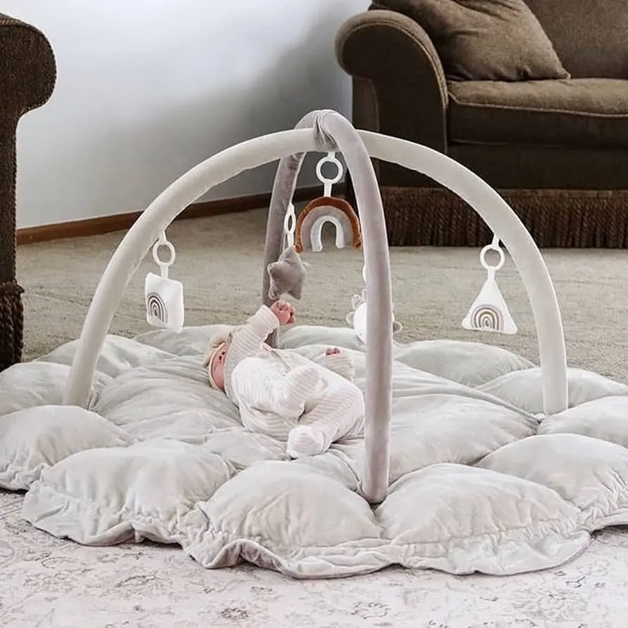 OEM Amazon 5 in 1 Lounger bayi tebal mewah Convertible panggung berbasis lubang bola bayi katun lembut tempat tidur bermain aktivitas Gym tikar bermain