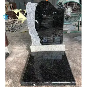 Yuanju Nga nghĩa trang đen Granite trống bia mộ
