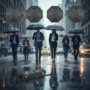 Business <b>Automatic</b> <b>Umbrella</b> with 27 Inch Double Canopy 8K Wood Handle 60PC/CS Auto Open with Logo - Product Image 5