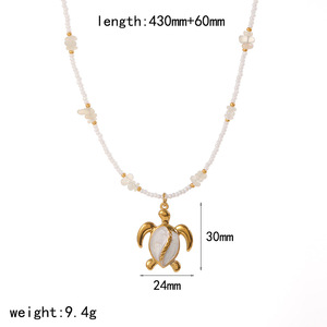 สร้อยคอธีมมหาสมุทรสแตนเลสพร้อมจี้เปลือกหอยเต่าปลาดาวโซ่คล้องไหปลาร้าสำหรับผู้หญิงเครื่องประดับแฟชั่น - Product Image 5