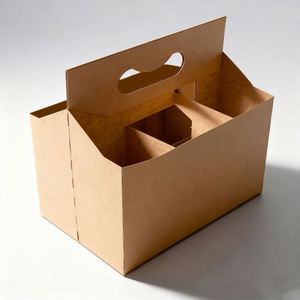 Cajas de Cartón Kraft Personalizadas para Paquete de Seis Latas de Cerveza, Embalaje Ecológico Biodegradable con Relieve, Laminado Brillante para Café y Vino - Product Image 1