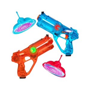 Divertidos Lanzadores Láser, Juego de Disparos Láser para Niños de 2 Jugadores con 2 Pistolas de Juguete de Plástico y 2 Objetivos Voladores de Juguete, Juguete Electrónico - Product Image 1