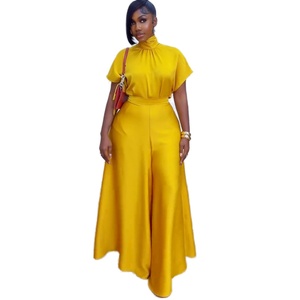 Collection Été 2025 – Ensemble Deux Pièces Élégant Femme Style Européen et Américain : Pantalon Taille Haute Ample et Haut en Satin à Manches Chauve-Souris avec Lacets - Product Image 6