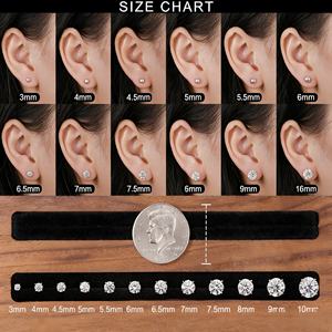 3mm-10mm Classic Mossanite Screw Back <b>Earrings</b> Luxury Jewelry 925 Sterling Silver VVS Moissanite Diamond Ear Stud for <b>Men</b> Women - Product Image 6